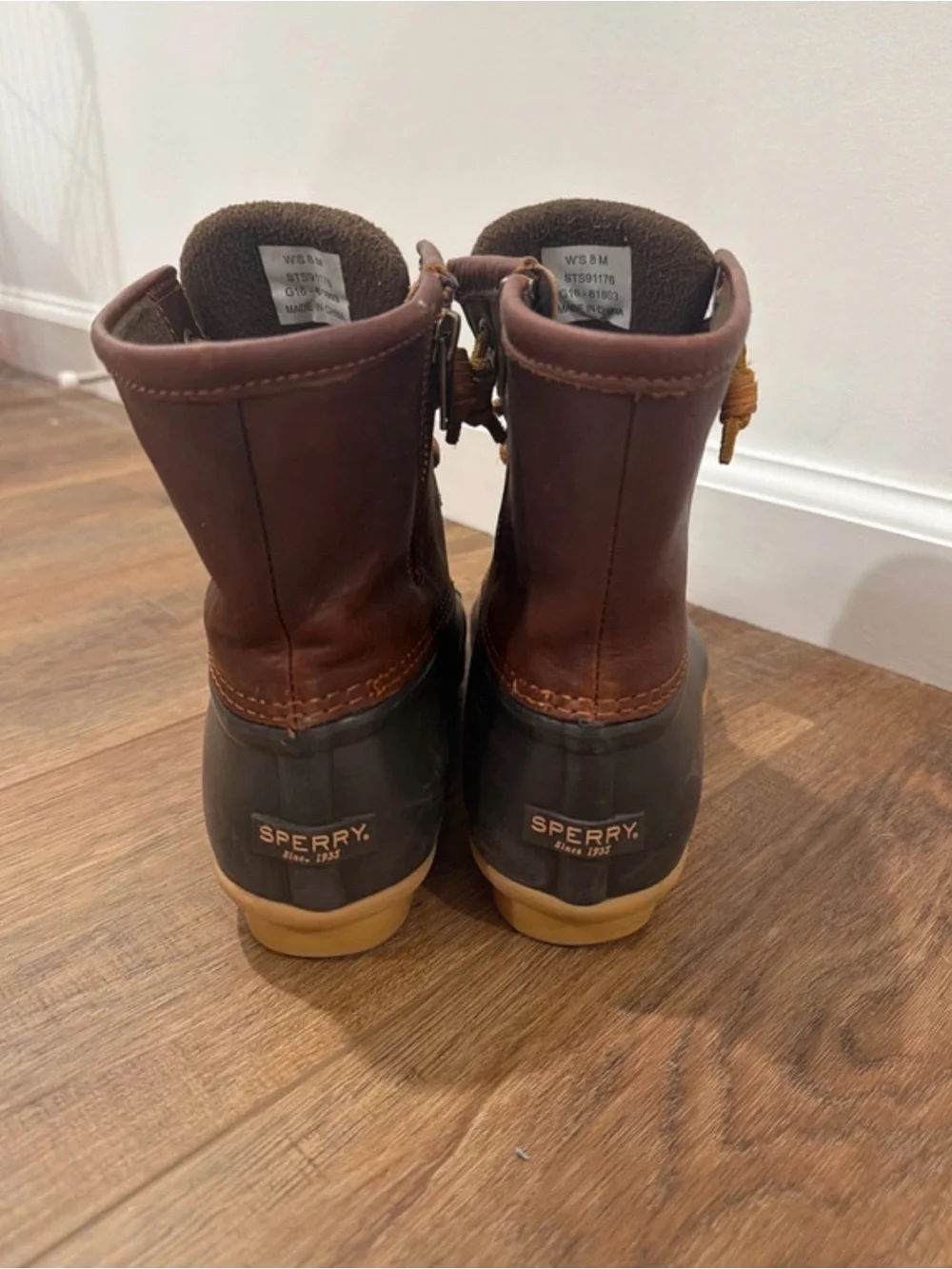 Sperry Two-Tone Brown Duck Boots with Tan Laces